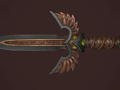 Rune dagger Low-poly 3D model