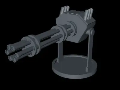 Gatling gun Low-poly 3D model