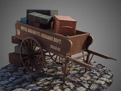 Luggage cart Low-poly 3D model