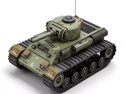 Stylized Chibi Sci-Fi Battle Tank 3d Low-poly 3D model