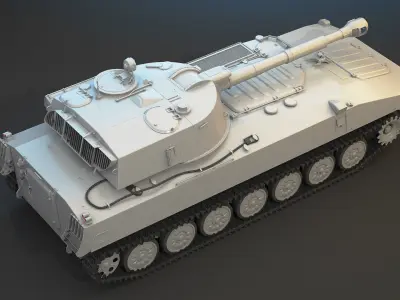 2S1 Gvozdika High-Poly 3D model