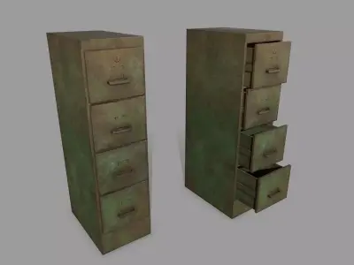 Cabinet metal box Low-poly 3D model