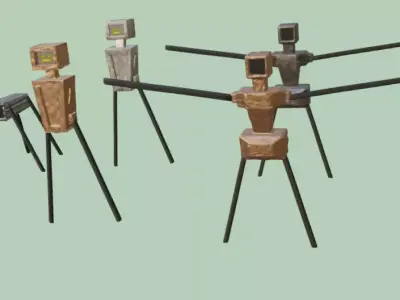 robots wooden box Free low-poly 3D model