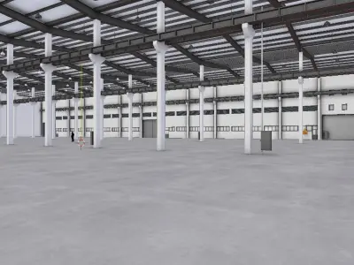 Factory Hall Interior 5 Low-poly 3D model