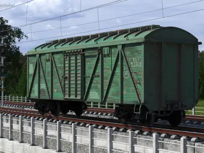 Old Cargo Wagon Green 3D model