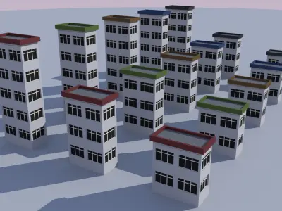 Cartoon Building Low Poly Building Commercial Pharmacy Low-poly 3D model