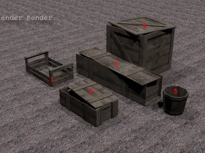 Wooden Crates Low-poly 3D model get