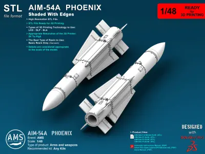 AIM-54A Phoenix - Scale 1-48 3D print model