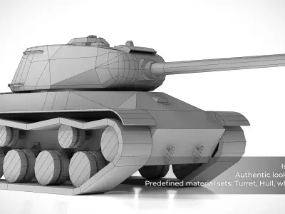Low Poly IS2 Heavy Tank 7K Tris  UV Unwrapped Game Ready Low-poly 3D model