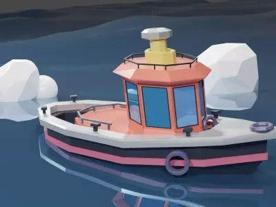 Boat Water Doodles  Low-poly 3D model
