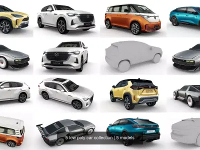 5 low poly car collection futuristic sports 3D Model Pack purchase