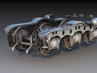 Railway Bogies Low-poly 3D model