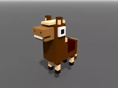 Voxel Tiny Pony Low-poly 3D model