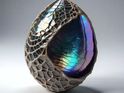 Mysterious Iridescent SciFi Egg 3D model