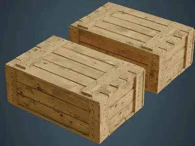 Wooden Box 4A Low-poly 3D model