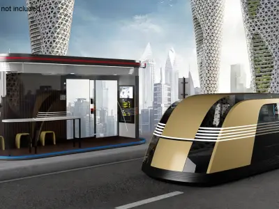 Tesla Robovan at Smart Bus Stop  purchase 3D model