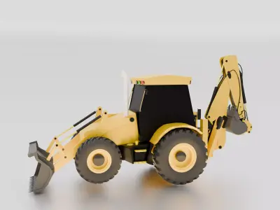 JCB Backhoe Loader 3D Model High-Quality Game-Ready 3D model