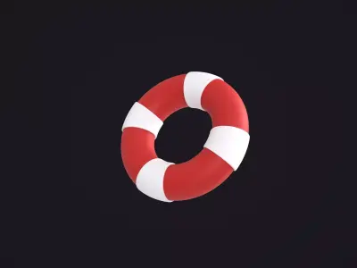 Red Lifebuoy Ring 3D model