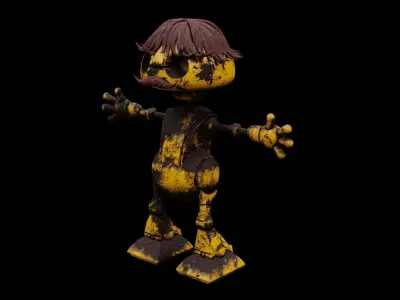 Robot cartoon character Free low-poly 3D model