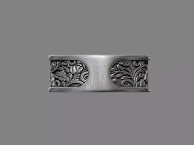 Floral Tulip flowers and Leaves nature wedding ring 3D print model