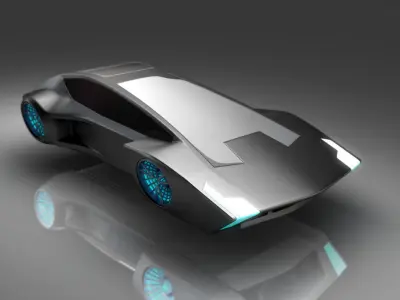 Hover car Set 4in1 Low-poly 3D model