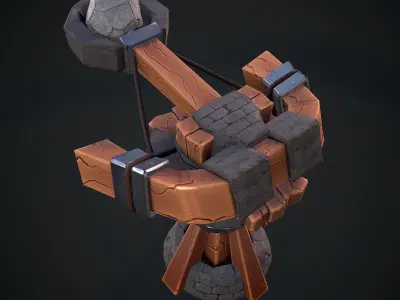 Tower Catapult Low-poly 3D model
