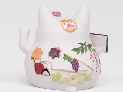 fortuneCat japanese kawaii cat figurine 3D model