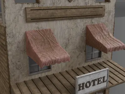 WESTERN HOTEL  Low-poly 3D model