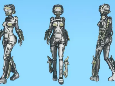 Tech-Suit robot Low-poly 3D model