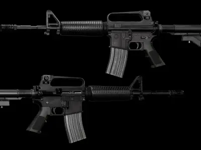 GAME READY M4 CARBINE RIFLE PBR RIGGED Low-poly 3D model