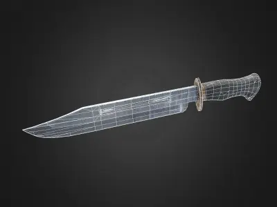 Stainless Stell Bowie Knife Low-poly 3D model