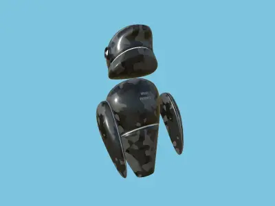 Flying Robot 10 Military Camouflage - Character SciFi Design Low-poly 3D model