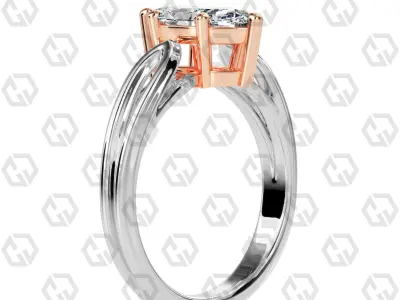 Ring 225 Marquise shape split shank solitaire ring with Gems 3D print model