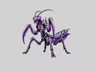 Aether-Forged Void-Mantis - Premium 3D Printable Sci-Fi Boss 3D print model