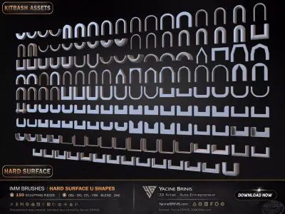 150 Hard Surface IMM U Shapes Low-poly 3D model