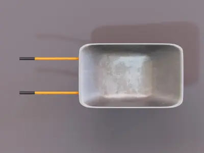 Realistic Orange wheelbarrow Low-poly 3D model