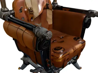 Steampunk Industrial Leather Armchair Low-poly 3D model