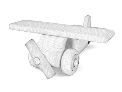 Wooden toy airplane 02 3D model
