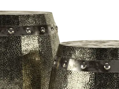 Hammered Drum 2 Piece Stool Set 3D model