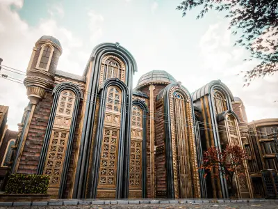 ART DECO STEAMPUNK BUILDING 03 Low-poly 3D model