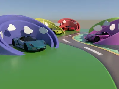 Cars in the stand Free 3D model