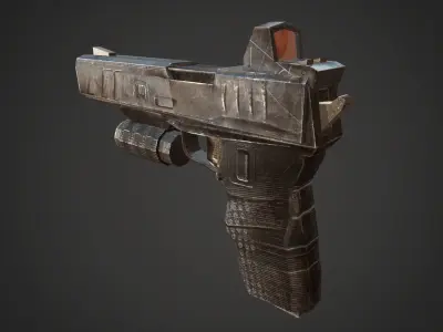 Pistol Handgun automatic Gun Low-poly 3D model