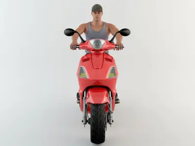 Motorcyclist 1 man riding scooter 3D model