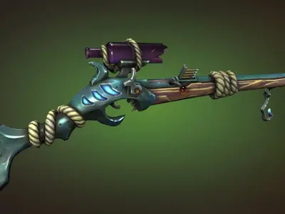 Shark sniper rifle Low-poly 3D model