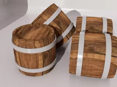 wooden drum bucket Free 3D model