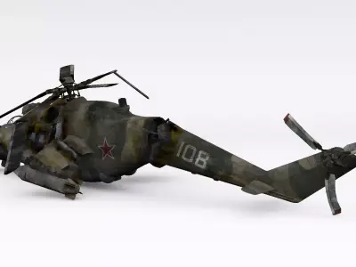 Mi-24 Crashed Low-poly 3D model