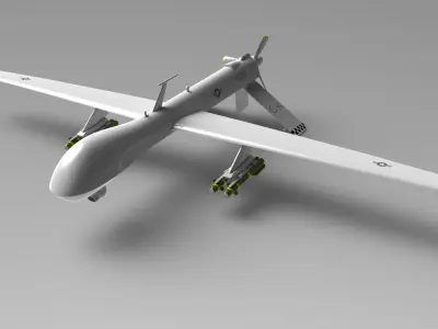 MK-01 Predator Drone - Detailed 3D Model  and Animation Projects Low-poly 3D model