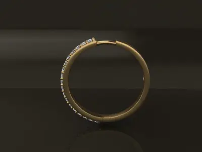 Earring One Sided Diamond Hoop Large Size 19mm Inside Diameter 3D print model
