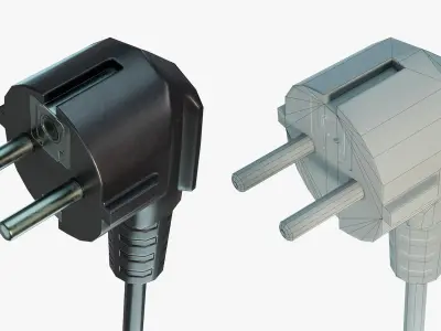 European Type E Electrical Plug Low-poly 3D model
