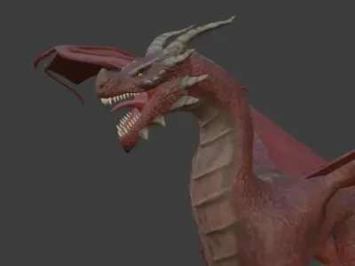 free low poly fire dragon Free low-poly 3D model